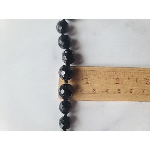 Hobe Faceted Black Beaded Necklace Vintage - Picture 10 of 10